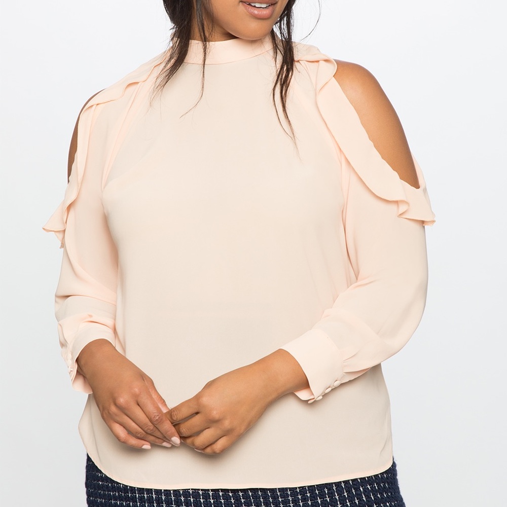 ELOQUII ruffled cold shoulder top